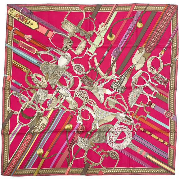 Hermes Accessories - HERMES Authentic Pink Silk Scarf